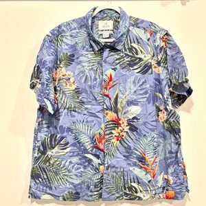 28 Palms Mens Hawaiian Shirt XXL Aloha Tropical Floral Bird of Paradise 20124